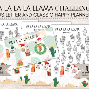 Fa La La La Llama Savings Challenge |Christmas Savings Challenge |Savings Challenge| Savings Tracker | Cash Envelope | Savings Printable B22