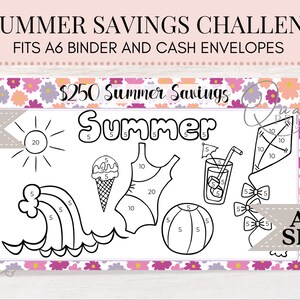 Summer Savings | A6 Savings Challenge | Mini Savings | Cash Stuffing | A6 Savings Tracker | Cash Binder & Envelope | Printable Savings | 042