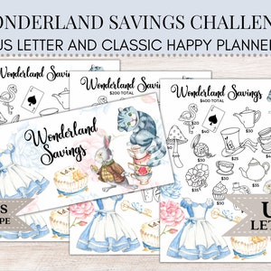 Wunderland Savings Challenge | Spar-Challenge | Spar-Tracker | Sparbinder | Geldumschlag | Ersparnisse Printable | US-Buchstabe C45