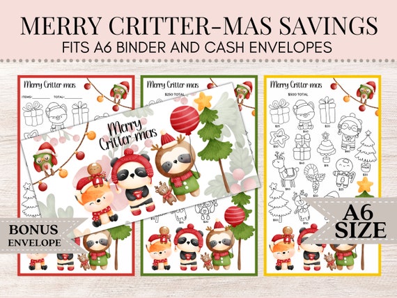 Merry Critter-mas | Christmas Savings Challenge | A6 Savings Challenge | A6 Savings Tracker | Savings Challenge | Christmas Tracker C19