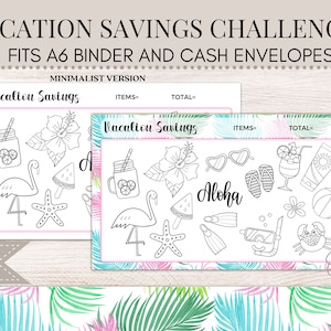 Vacation Savings Tracker | Vacation Savings Challenge | Savings Tracker | Savings Challenge | A6 Tracker | Cash Stuffing | A6 Budget Binder