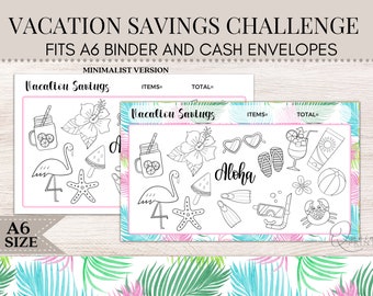 Vacation Savings Tracker | Vacation Savings Challenge | Savings Tracker | Savings Challenge | A6 Tracker | Cash Stuffing | A6 Budget Binder