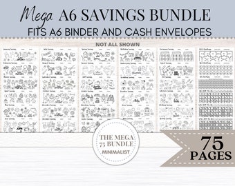 A6 Savings Challenge | Savings Challenge Bundle | Savings Tracker | Savings Challenge Printable | A6 Savings Funds | A6 Cash Binder  019 D60