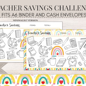 Teacher Savings | Savings Challenge | Savings Tracker | Cash Stuffing | Budget Binder | A6 Budget Binder | Teacher Appreciation | C12