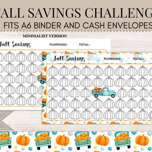 Fall Savings Challenge | Fall Savings Tracker | Fall Savings | Savings Tracker | Cash Stuffing | Budget Binder | A6 Budget Binder B98