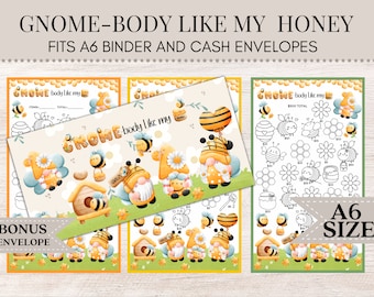 Gnome-body Like My Honey | Gnome Savings Challenge | A6 Savings Challenge | A6 Savings Tracker | Savings Challenge | Cash Envelope | M34