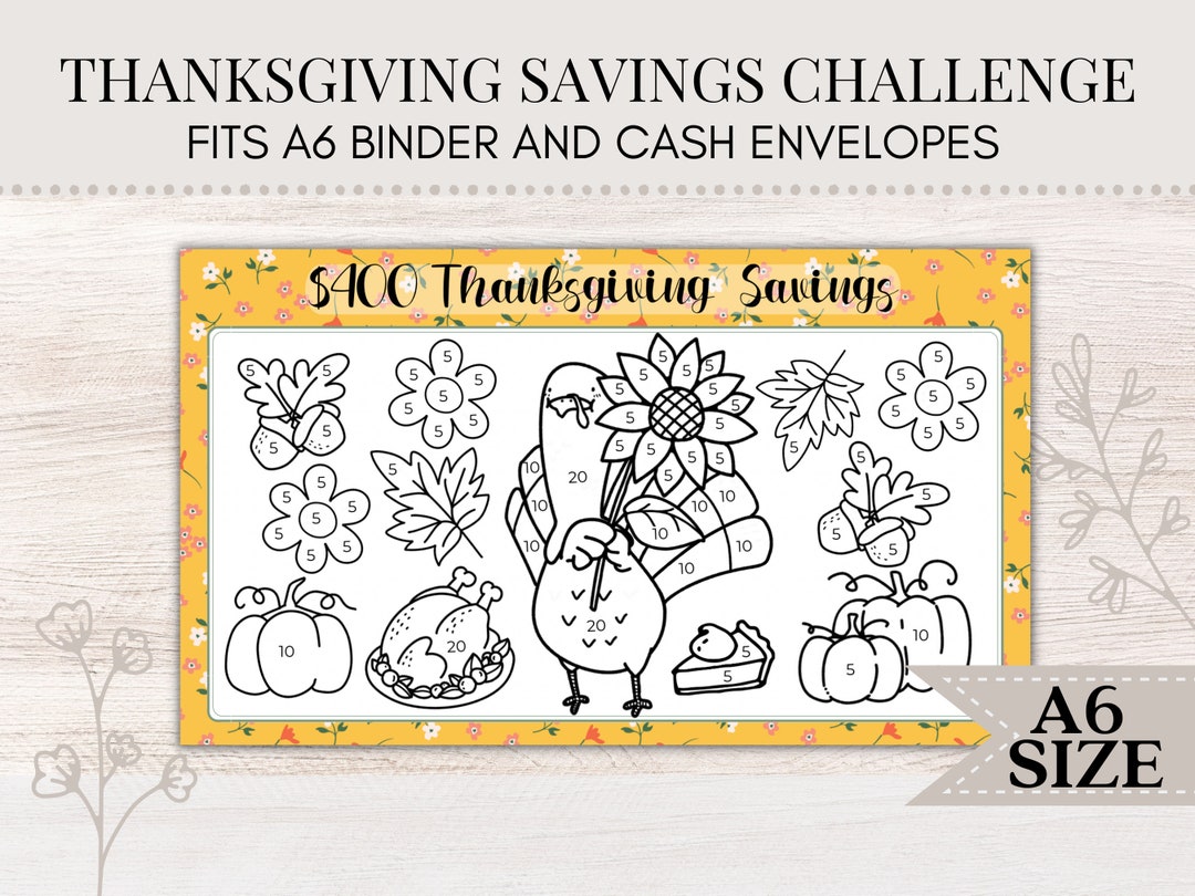 Thanksgiving Savings Challenge | A6 Savings Challenge | Mini Savings ...