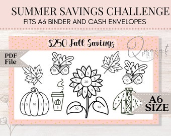 Herbst Spar | A6 Spar-Challenge | Mini Spar tracker | Geldstopfen | A6 Spar tracker | Geldbuch & Umschlag | Druckbare | 042