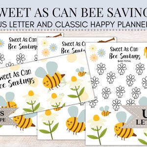 Sweet As Can Bee Savings Challenge / Bee Savings Tracker / Flower Savings Challenge / Savings Tracker / Sobre de efectivo / Ahorros imprimibles