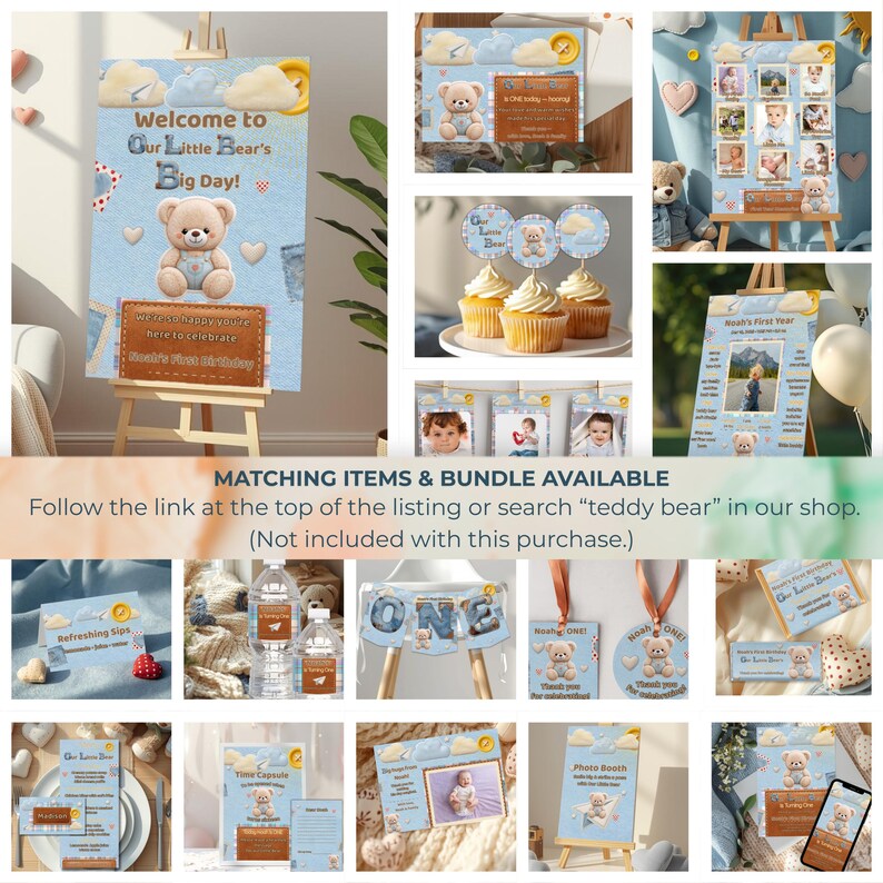Teddy Bear Birthday Banner | Printable Happy Birthday Garland | Boy ...