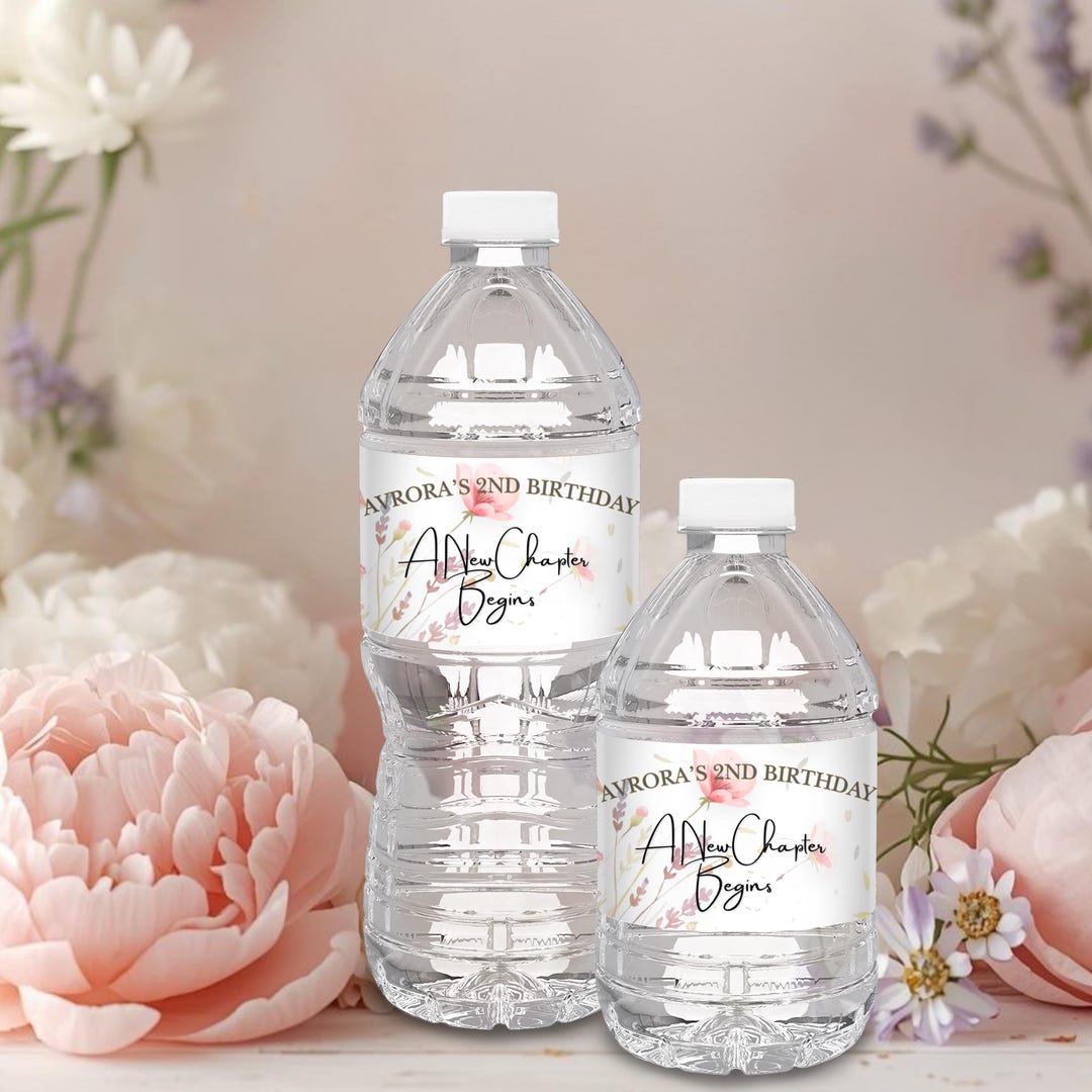 Best Chapter Label A New Chapter Begins Water Bottle Labels | Editable Canva Template ...