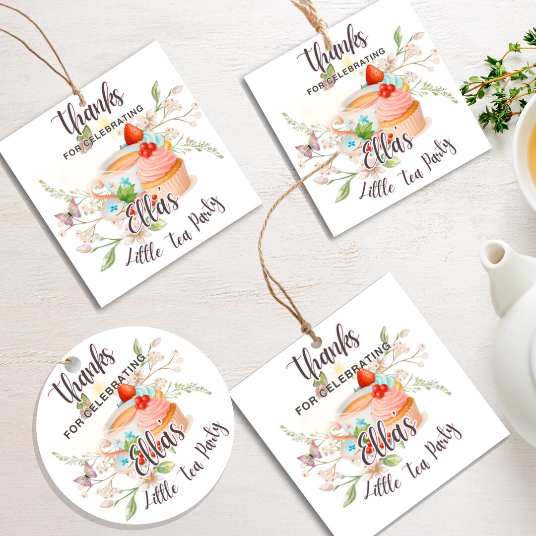 Tea Party Favor Tags, Pastel Floral, Editable Canva Template (PDF ...