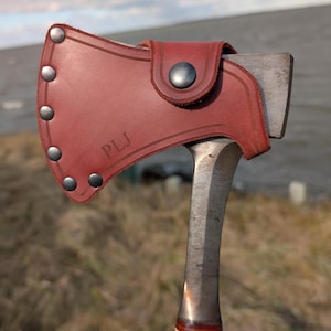 Estwing 14" Leather-handled Sportsman's Axe Belt Sheath, Personalized Handmade Axe Cover