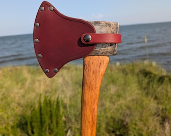 Adjustable Leather Axe Sheath, Personalized Handmade Axe Cover