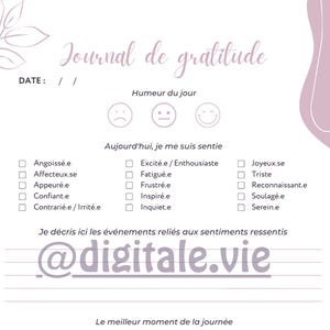 Journal de gratitude à imprimer - Gratitude quotidienne - Journal de gratitude digital