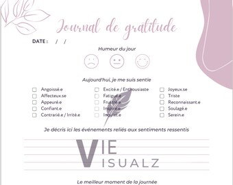 Journal de gratitude à imprimer - Gratitude quotidienne - Journal de gratitude digital