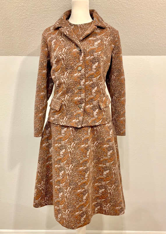 College Girl suit dress and jacket in muted browns