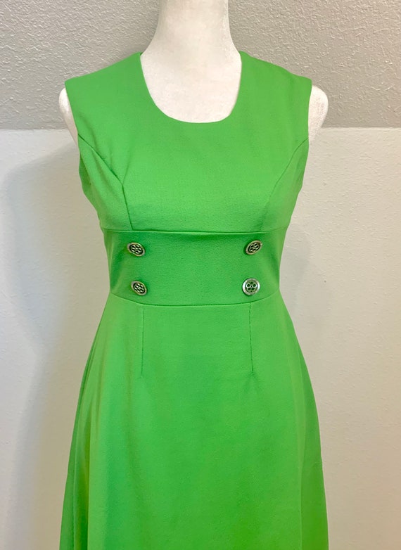 1960’s grass green mod maxi dress Kelly green han… - image 2