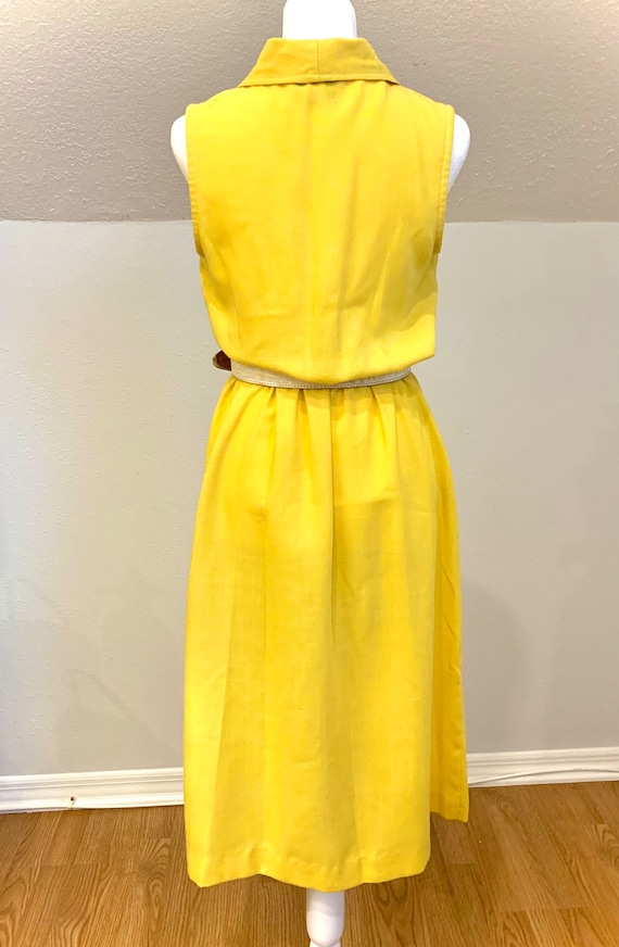 VTG sunny yellow 70’s/80’s sleeveless shirtdress - image 6
