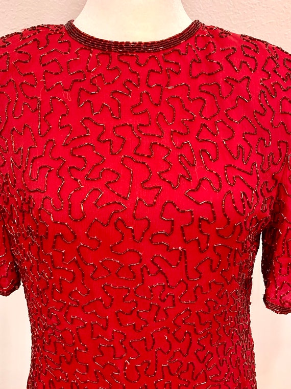 Laurence Kazar red beaded top - image 2