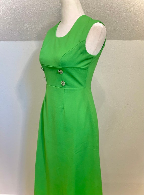 1960’s grass green mod maxi dress Kelly green han… - image 3