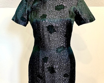 40’s handmade cheongsam black and purple iridescent