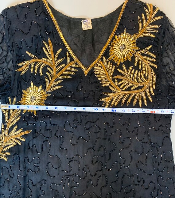 80’s black beaded top gold accents - image 9