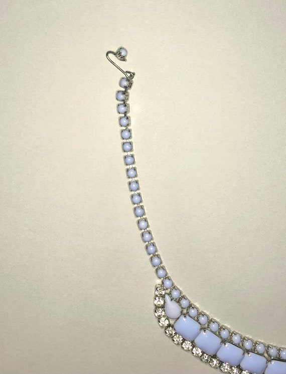 Vintage 50’s pale blue milk glass necklace by Gale - image 3
