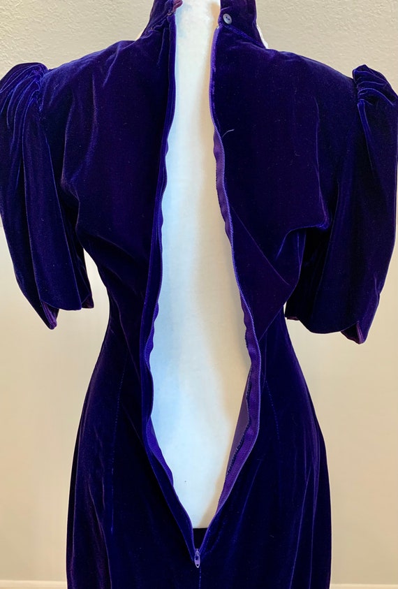 80s Scott McClintock dress deep plum purple velvet - image 10