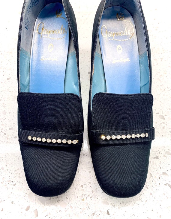 50’s black fabric heels with rhinestone detail - image 7