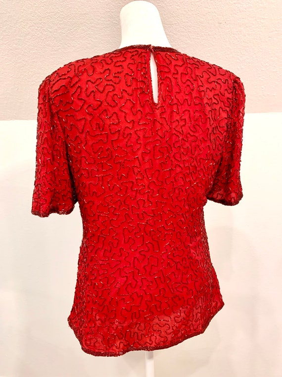 Laurence Kazar red beaded top - image 5