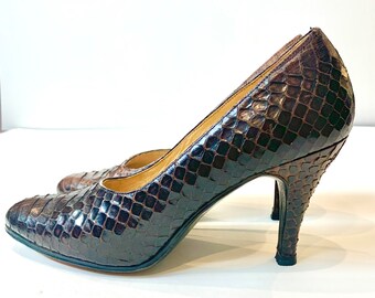 VTG 50’s pinup heels authentic snakeskin made in India