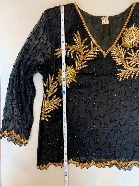 80’s black beaded top gold accents - image 7