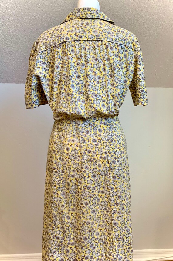 Handmade 1940’s yellow floral dress - image 5