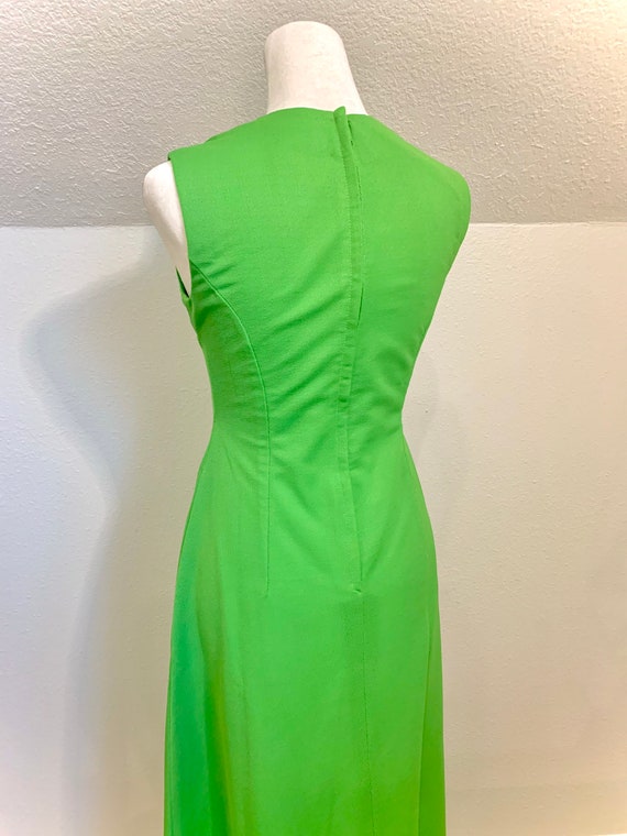 1960’s grass green mod maxi dress Kelly green han… - image 5