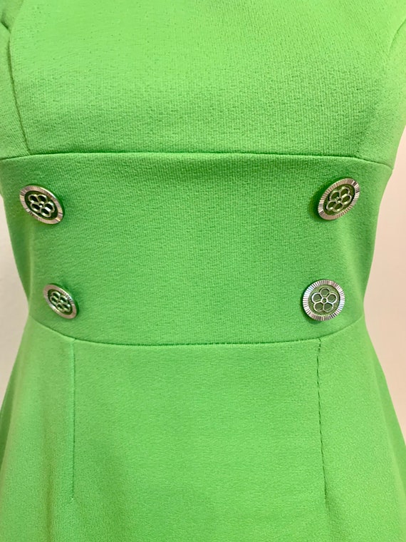 1960’s grass green mod maxi dress Kelly green han… - image 4