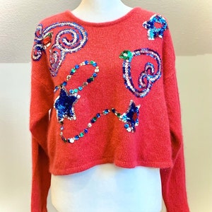 80’s cropped angora bejeweled sweater