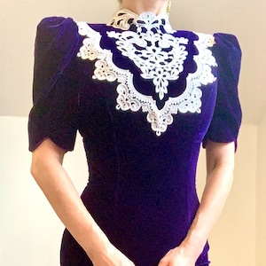 80s Scott McClintock dress deep plum purple velvet