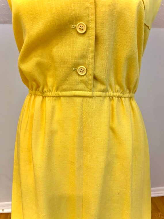 VTG sunny yellow 70’s/80’s sleeveless shirtdress - image 5