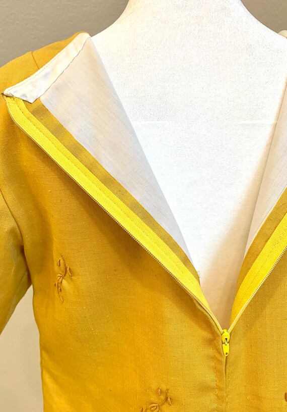 1960’s yellow shift dress handmade embroidered - image 6