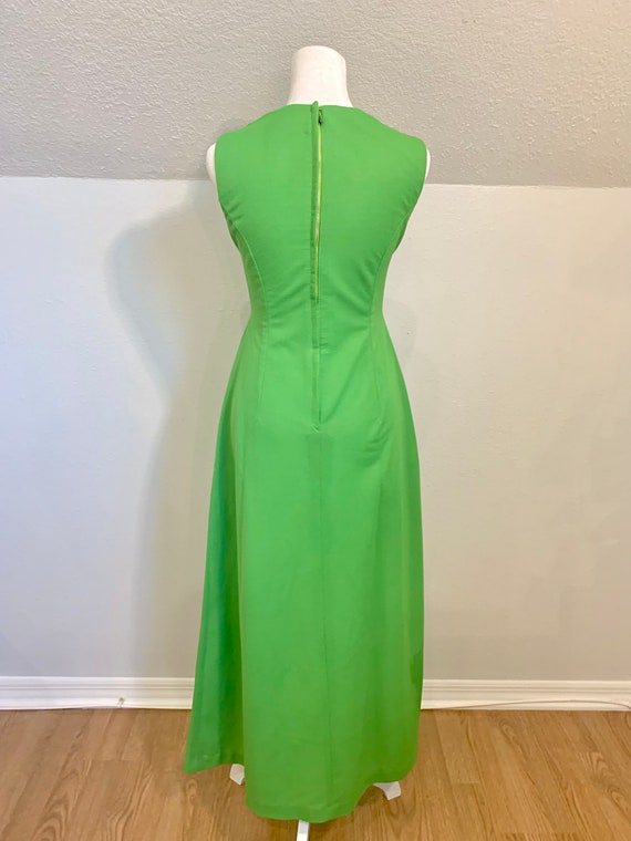 1960’s grass green mod maxi dress Kelly green han… - image 6