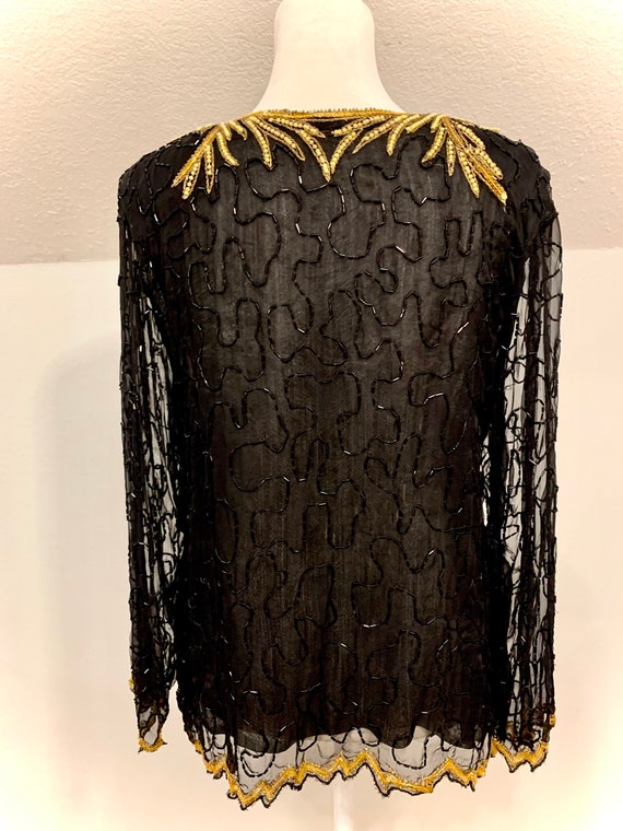 80’s black beaded top gold accents - image 6