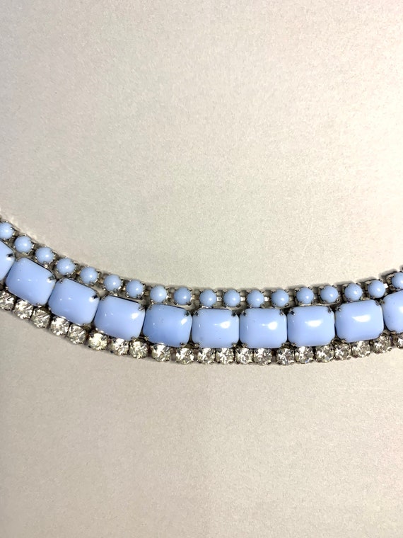 Vintage 50’s pale blue milk glass necklace by Gale - image 2