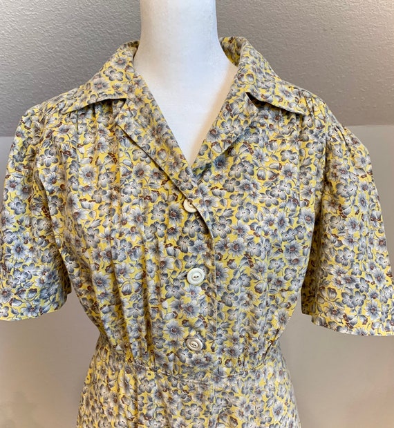 Handmade 1940’s yellow floral dress - image 3