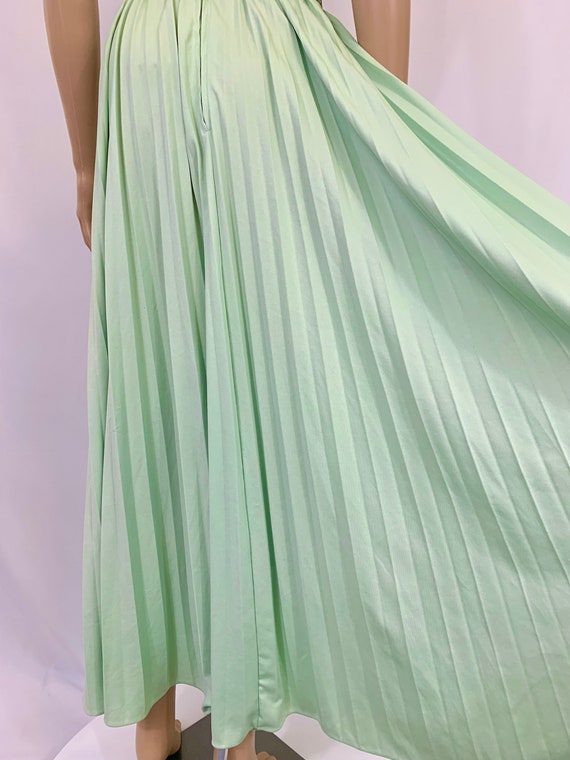 Handmade 70’s maxi dress in sea foam green pleats… - image 5