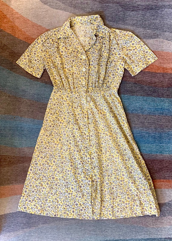 Handmade 1940’s yellow floral dress - image 7