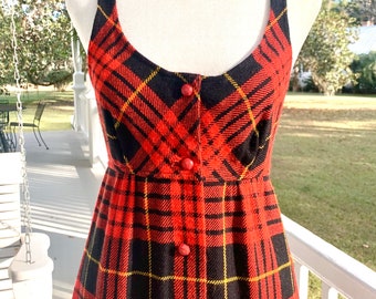 70’s plaid juniors maxi dress