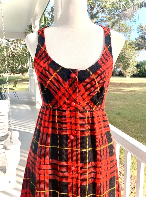 70’s plaid juniors maxi dress