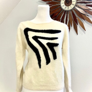 abstract black and cream lambs wool sweater
