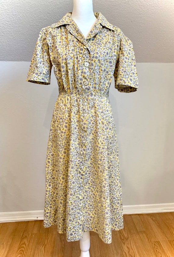 Handmade 1940’s yellow floral dress - image 6